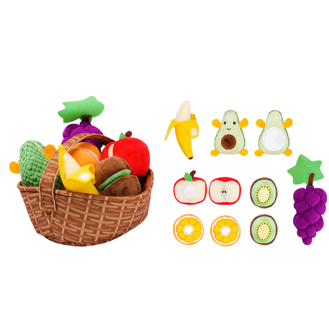 Plush Fruit Vegetable Basket Sensory Toy