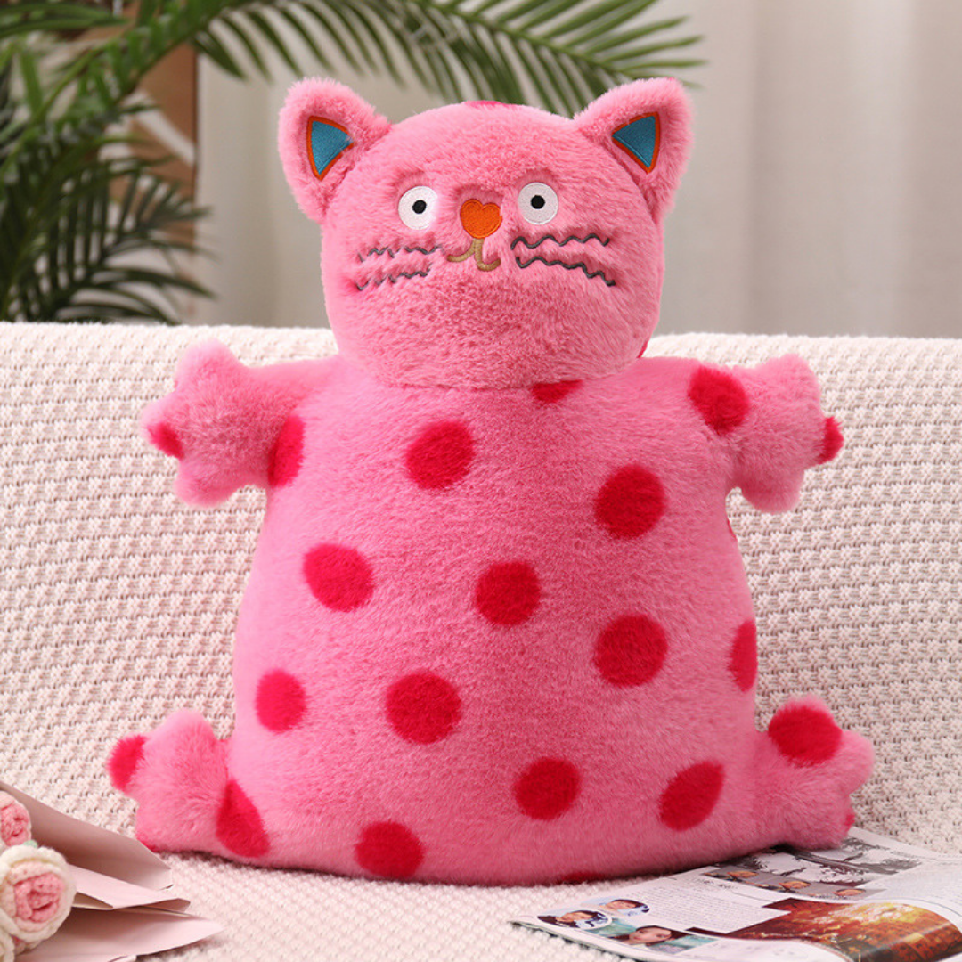 Polka Dots Cat Plush Stuffed Animal Cushion 45cm/17.7inch