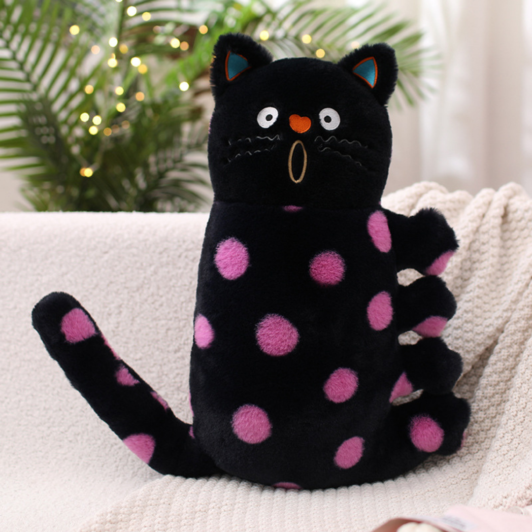 Polka Dots Cat Plush Stuffed Animal Cushion 45cm/17.7inch