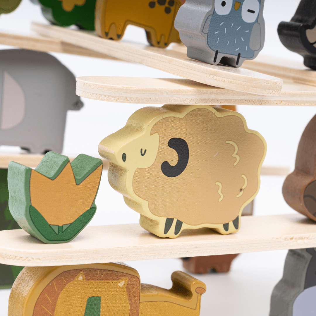Wooden Forest Theme Animal Balance Jenga Game