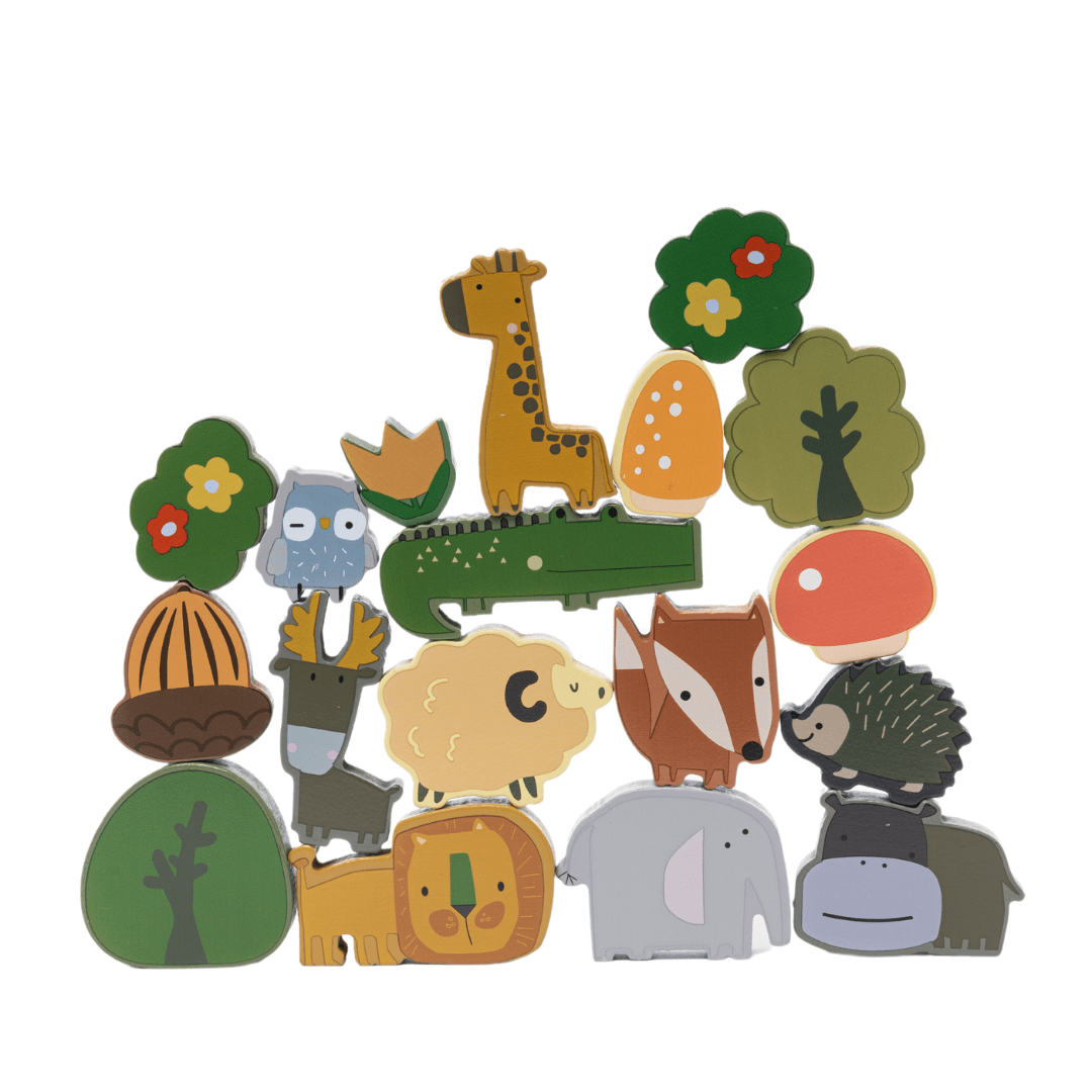 Wooden Forest Theme Animal Balance Jenga Game