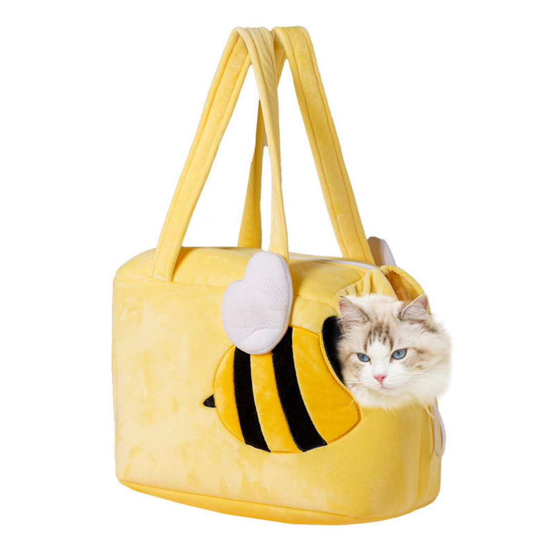 Bee Style Plush Shoulder Handbag for Cat