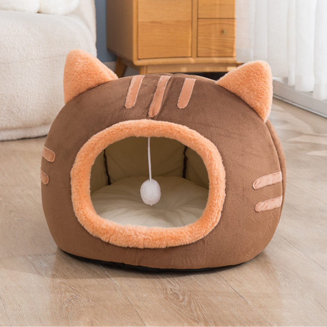 Plush Cat-Shaped Cat Bed Cave