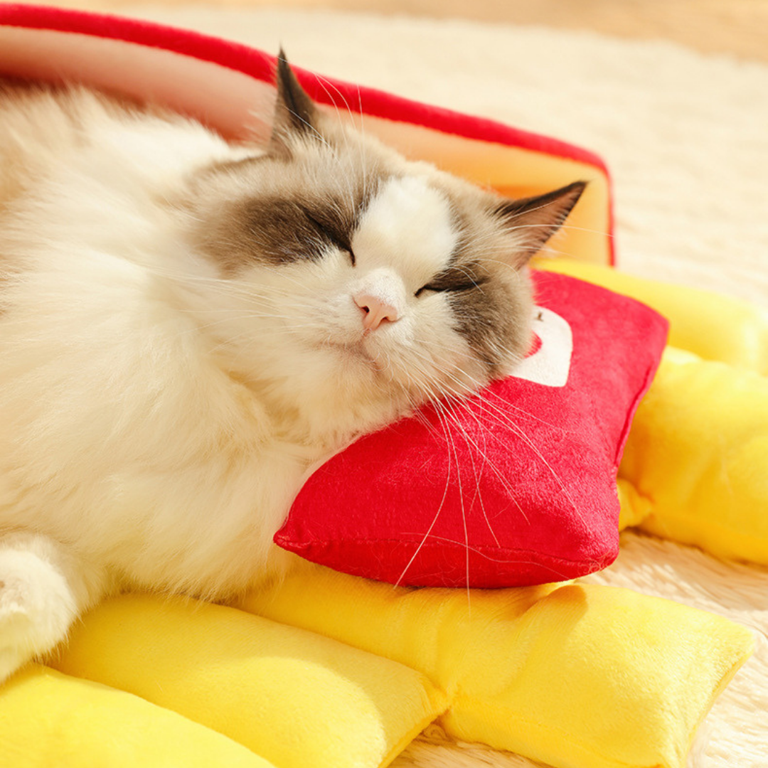 Plush French Fries Box Cat Bed