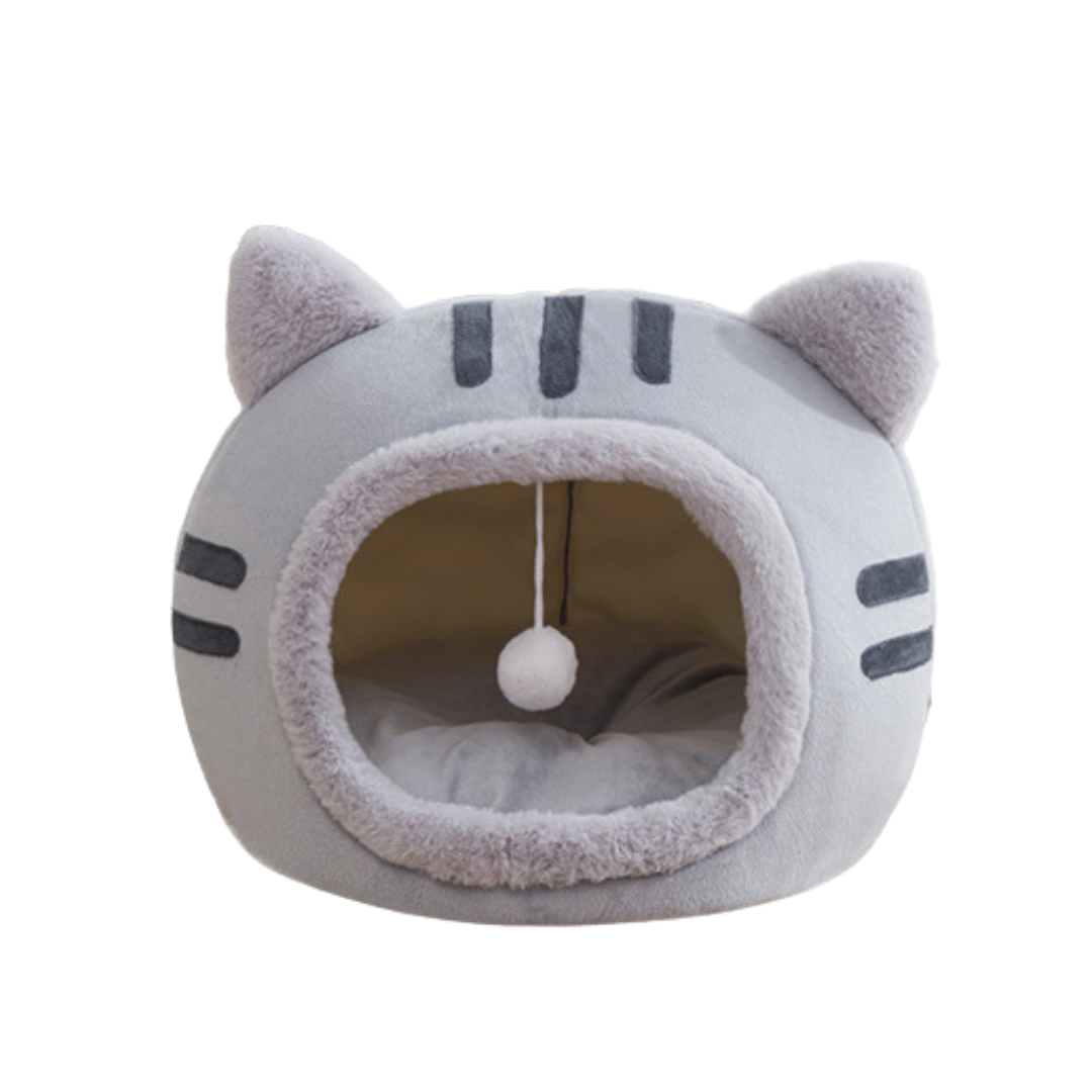 Plush Cat-Shaped Cat Bed Cave