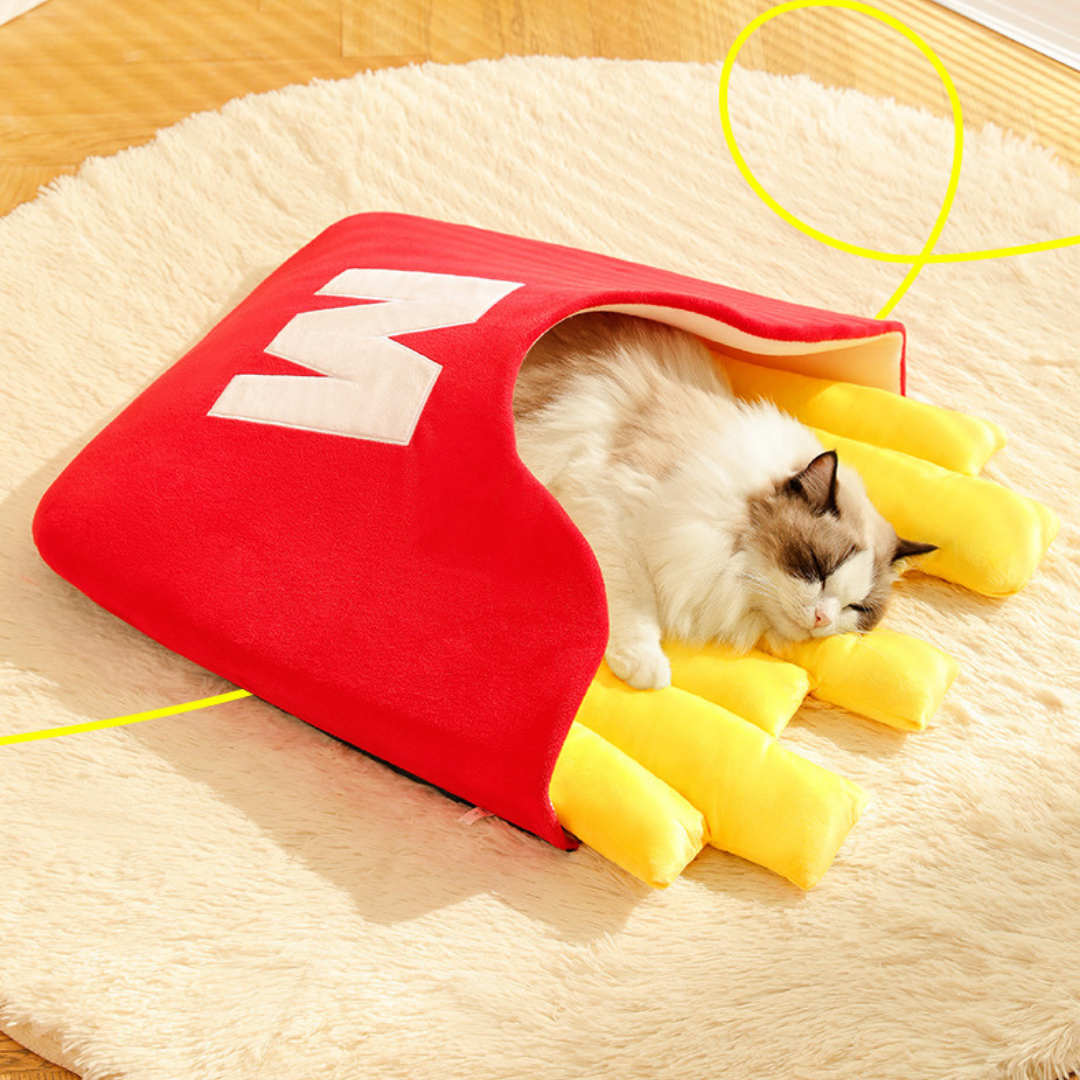 Plush French Fries Box Cat Bed