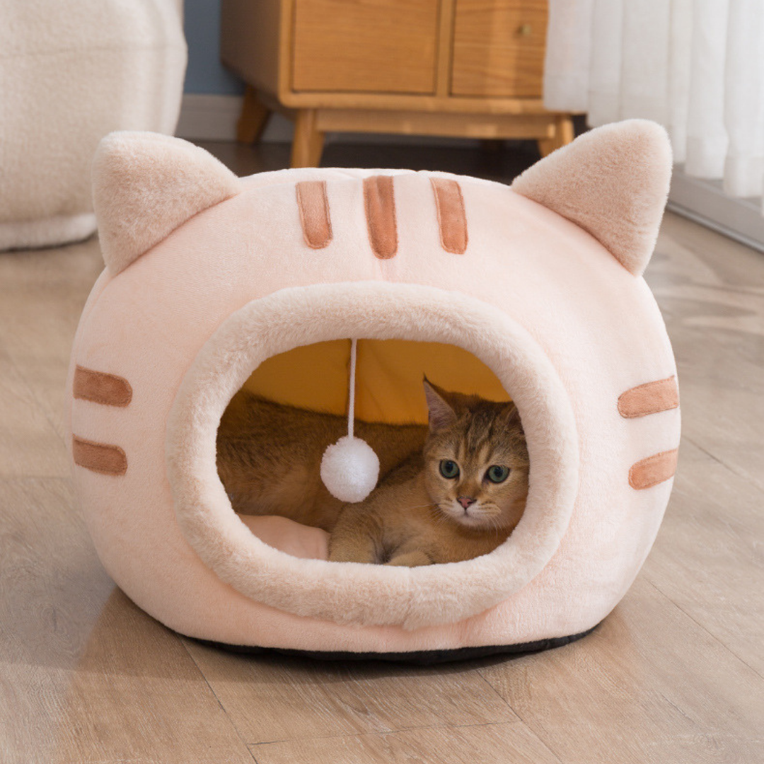 Plush Cat-Shaped Cat Bed Cave