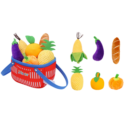 Plush Fruit Vegetable Basket Sensory Toy